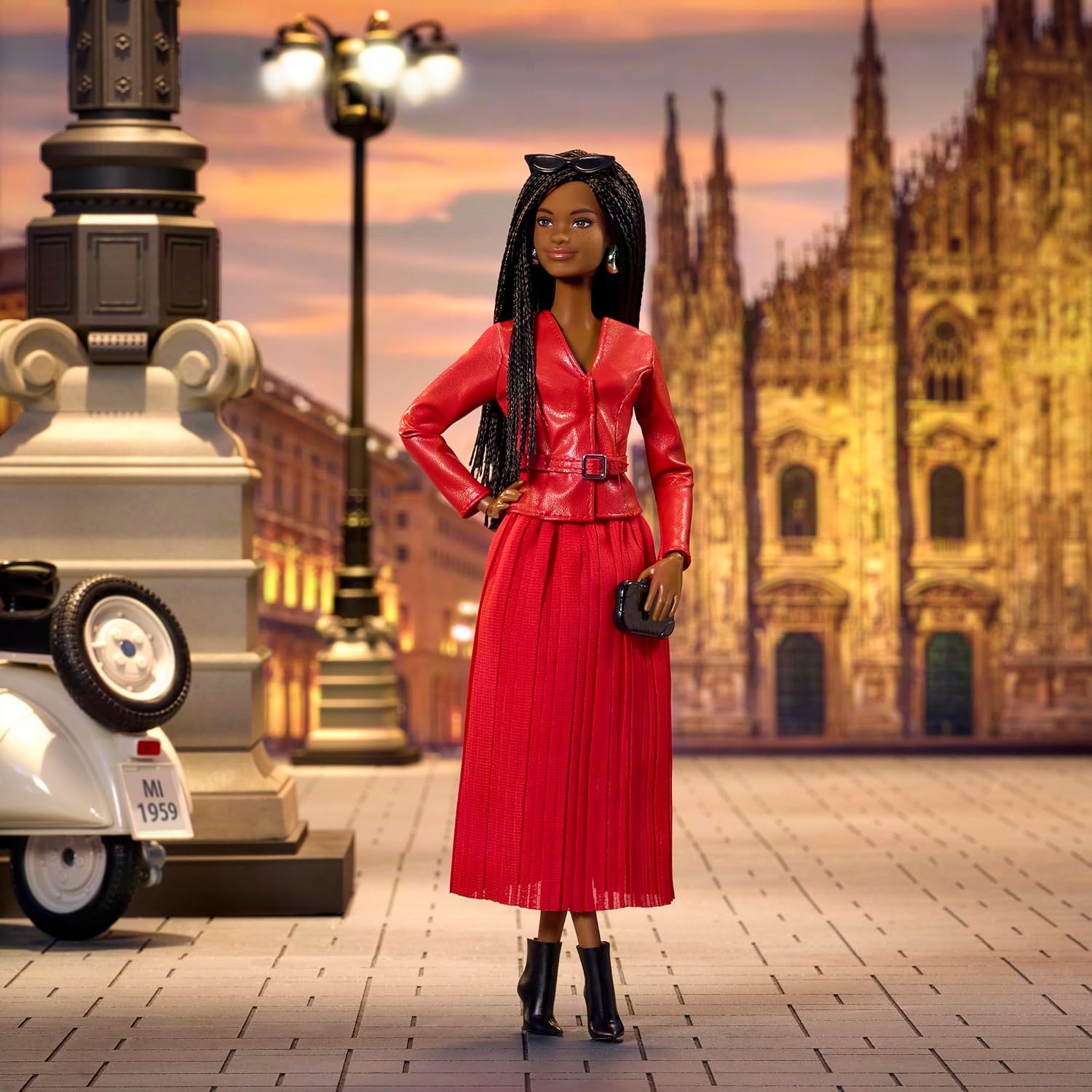 Barbie Signature Collectible @Barbiestyle Fashion Doll, Fashion Week Doll Milan Street Style Clothes with Red Jacket, Matching Skirt and Accessories